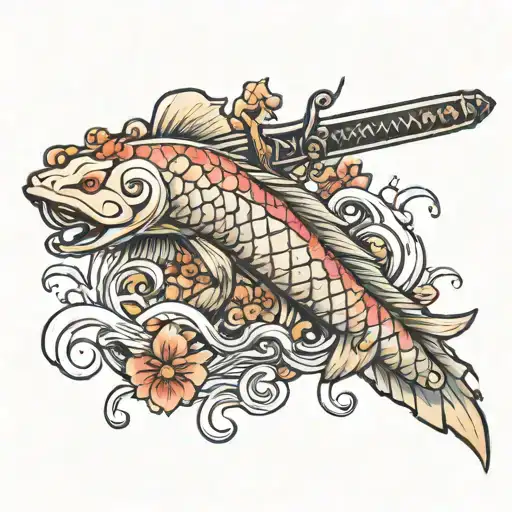 Sword With Koi Fish Rapped Around