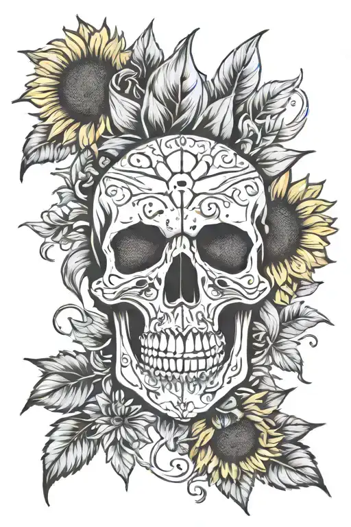 Skull And Sunflower
