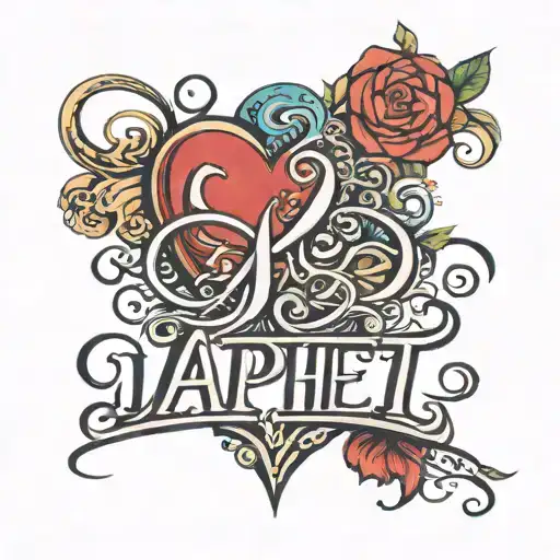 Name Japhet In Cursive With A Heart