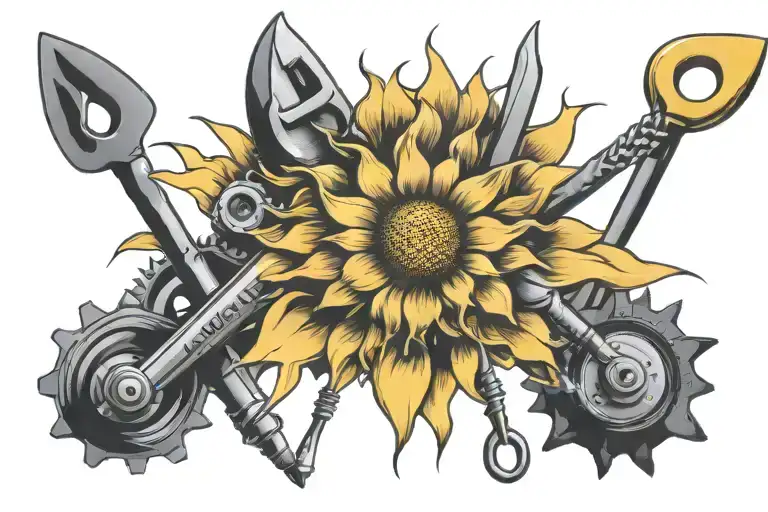 Sun Flower And Mechanic Tools