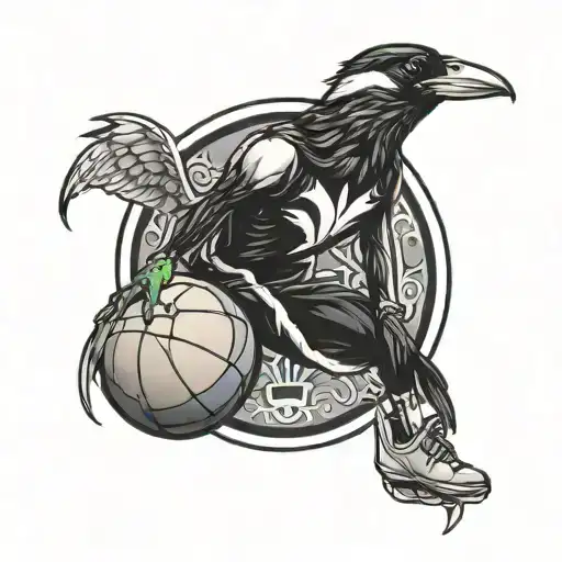 A Collingwood Magpie Is Dunking A Basketball