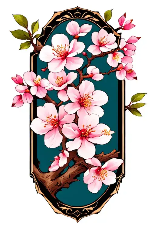 Cherry Blossom With Tree Branch