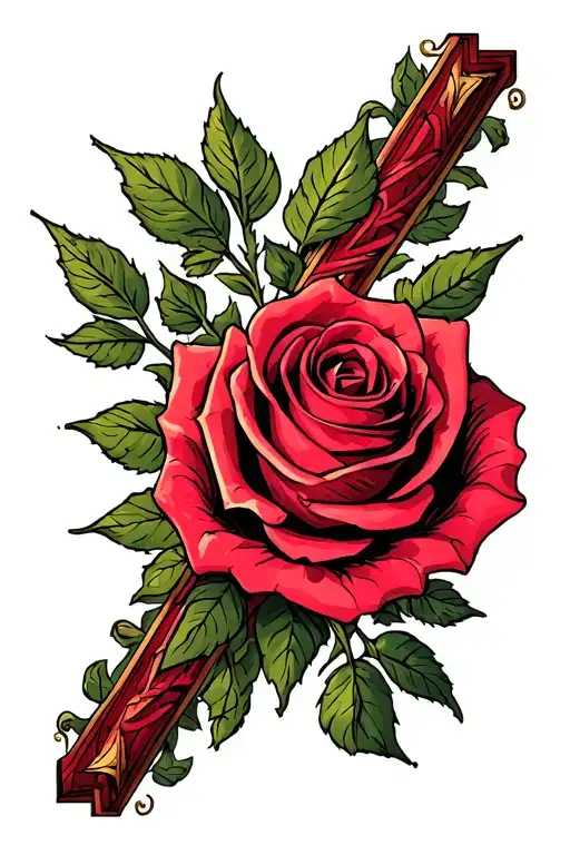 Rose Cross With Rose Intertwined