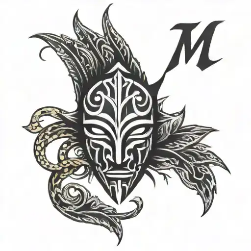 Tribal Mask With The Letter M As Its Base