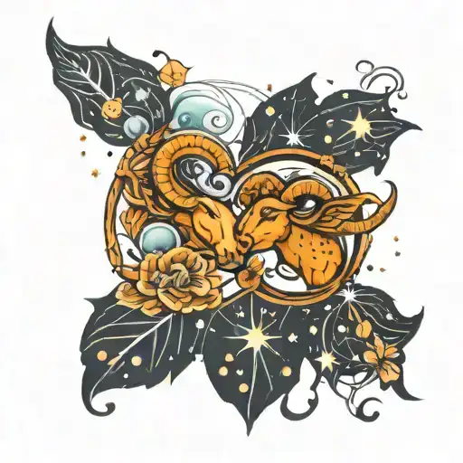 Gemini And Aries Constellation Intertwined