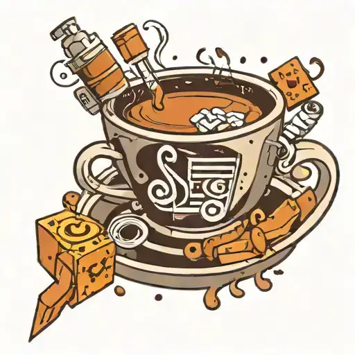 Coffee Cup With Music Note Steam And Is Surrounded By Legos