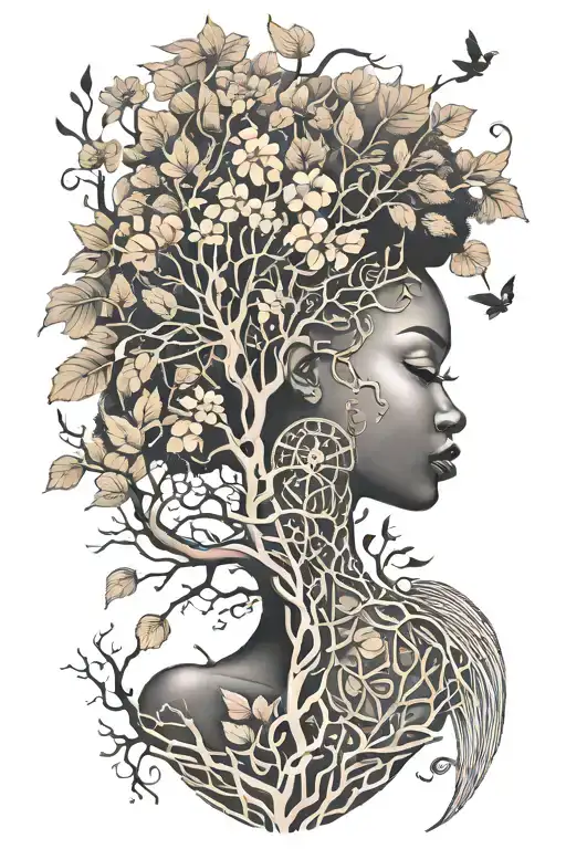 Feminine African Tree Exaggerated Roots