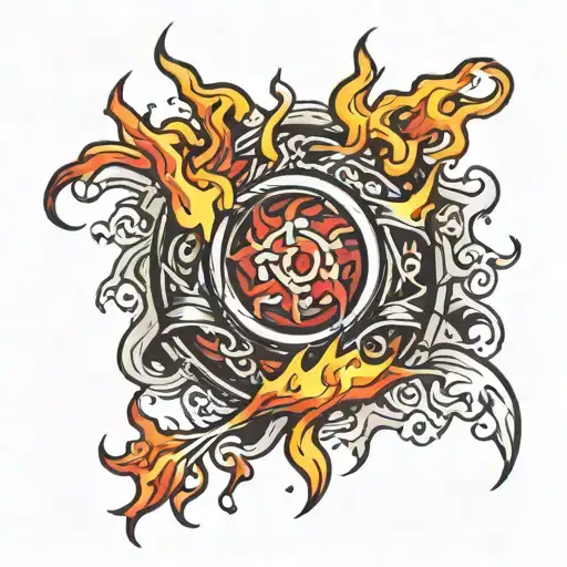 Ring Surrounded By Flames And Blood Flowing