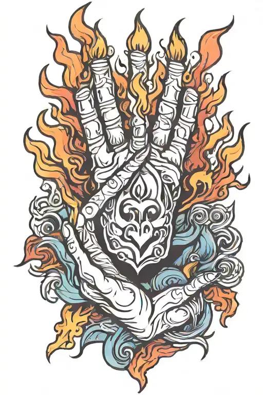 Hands Rising Out Of The Flames Holding A Heart