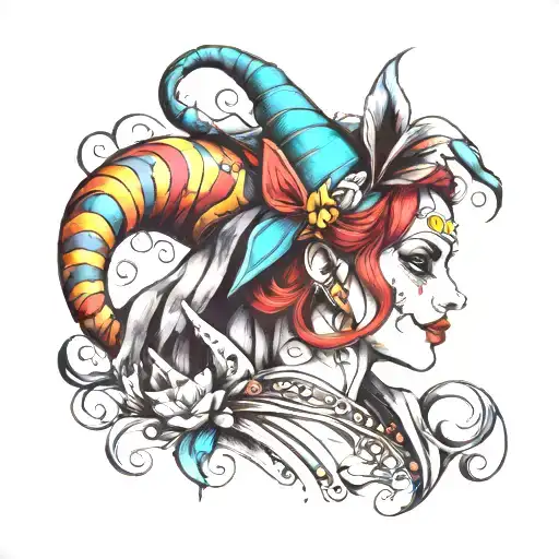 Woman Jester Tattoo Design
