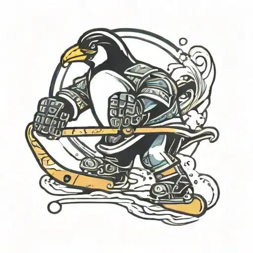 Penguin Playing Hockey