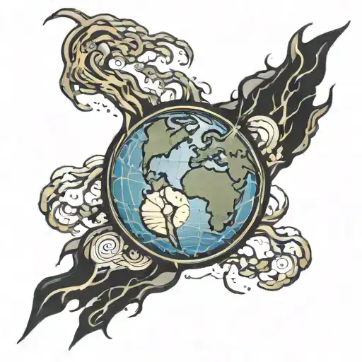A Forearm Tattoo Of The Earth With Lightening Effects