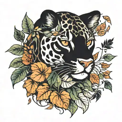 Panther In The Leaves