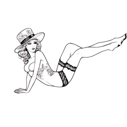 A Woman In Stockings And A Hat
