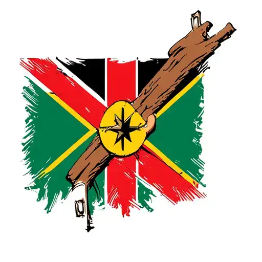 Mozambican Flag Wrapped On A Cross Wrapped Loosely