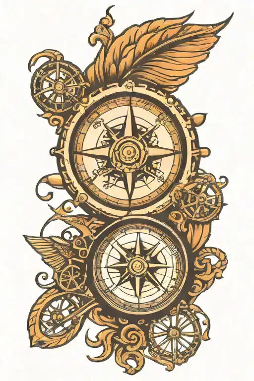 Bike Compass With J Initial Tattoo Design