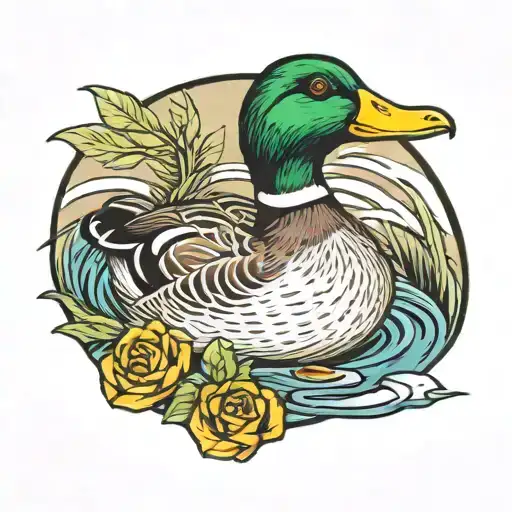 Mallard Duck Wearing Foot Band