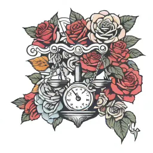 Roses And Scales Of Justice Patchwork Sleeve