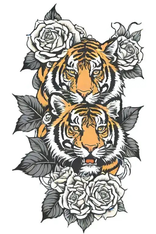 Tiger And Roses
