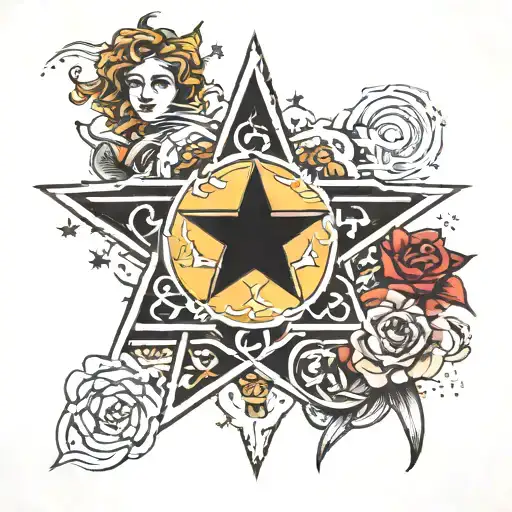A Five-pointed Star With The Bodies Of Three Women And Two Men