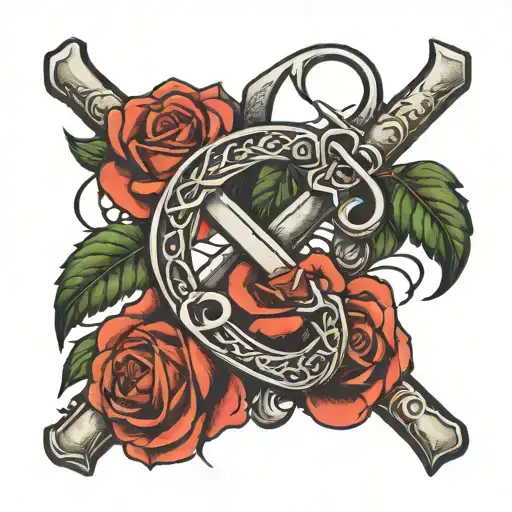 Rose And Ax And Infinity Sign Intertwined