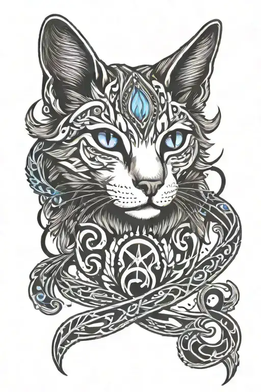 Freyja Rune With Cat Paws Forming Musical Notes