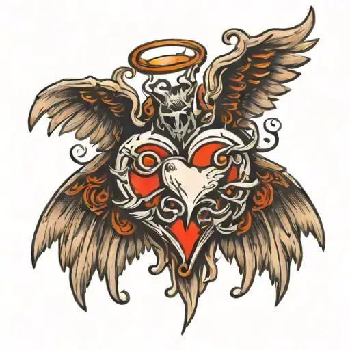 Heart With Demon Hands And Angel Wing