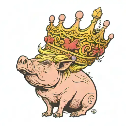Trump Fellating A Dead Pig Wearing A Crown