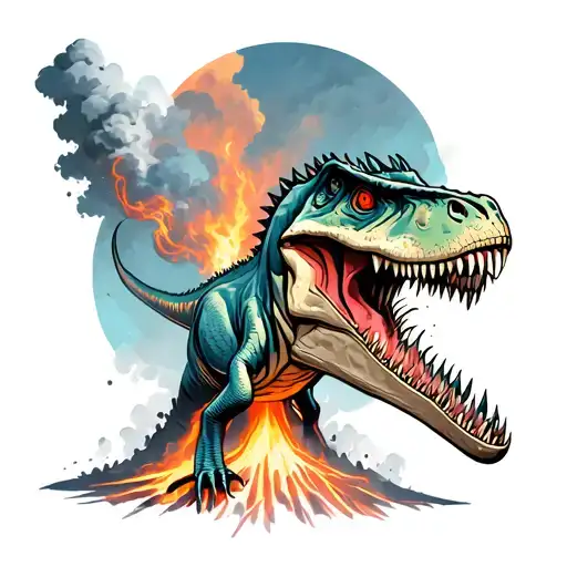 Dinosaur Volcano Erupting