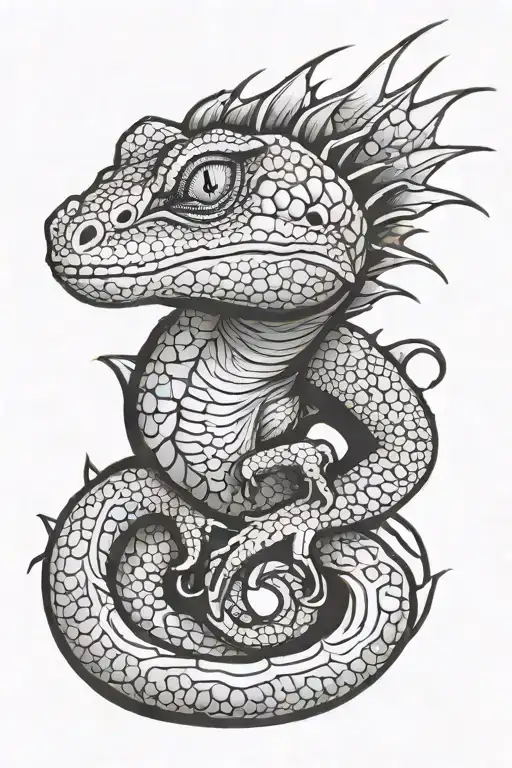 Black And White Lizard Crawling Out Of Hole In Forearm