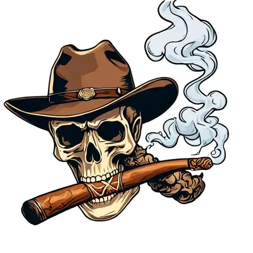 Cowboy Skull Smoking Cigar