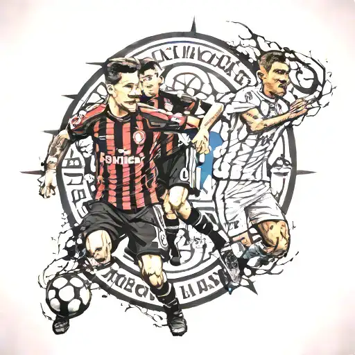 Brick Wall With Players Of Inter Milan And Ac Milan
