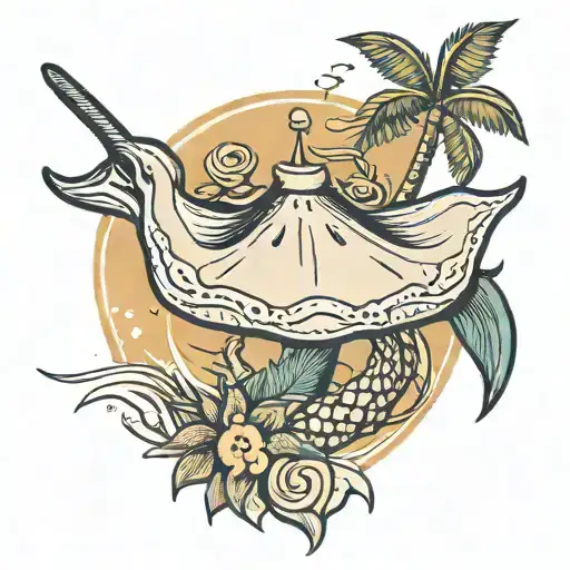 Stingray With Tail As Palm Tree