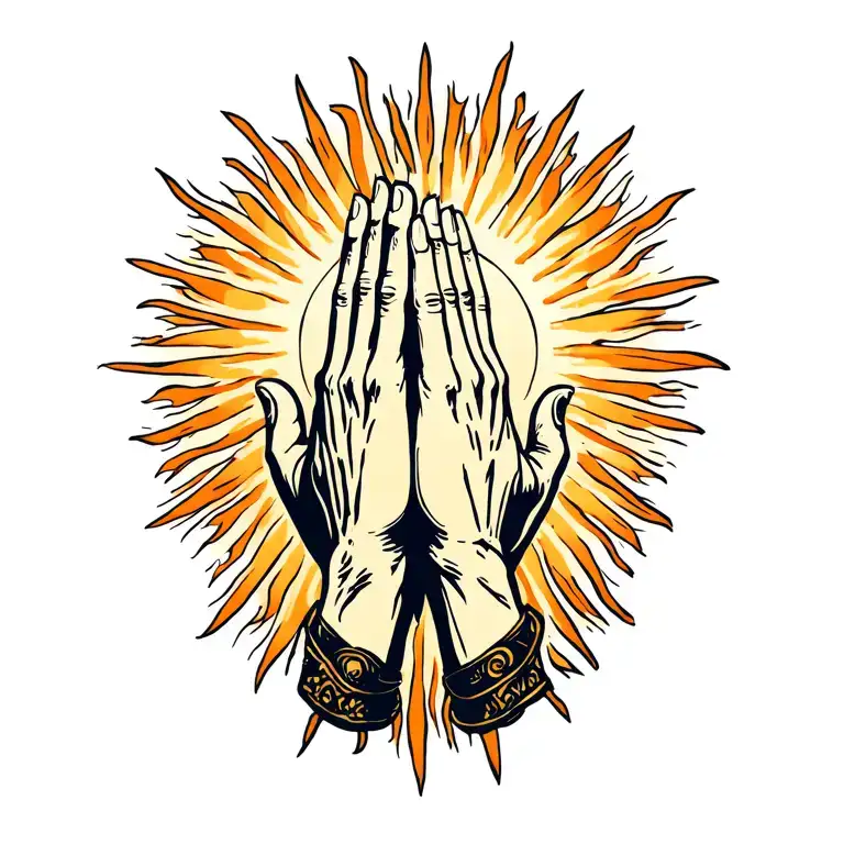 Praying Hands With Sun Rising