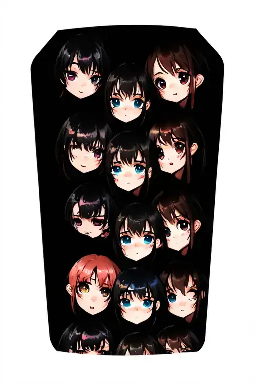 Multiple Anime Chibi Faces Style