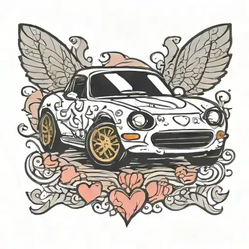 A Cartoon Miata With Heart Headlights