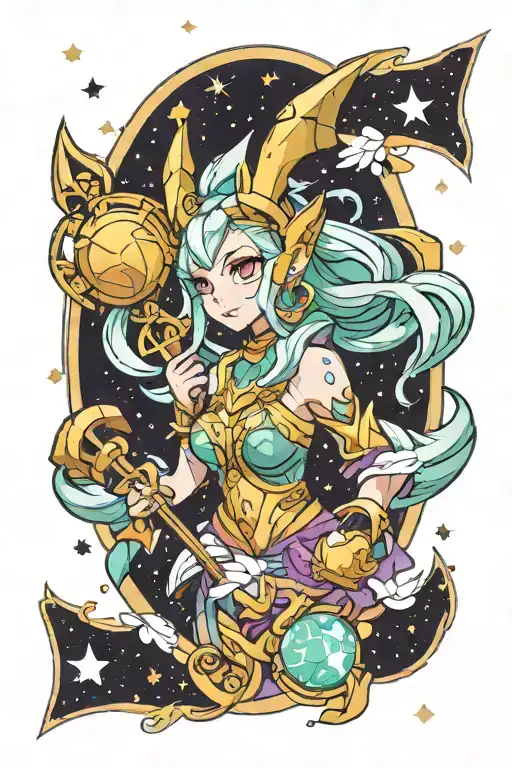 Soraka League Of Legends Fighting In Galaxy Filled With Stars