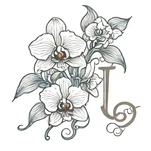Orchid Flower With Letter J Coming Out As The Vine