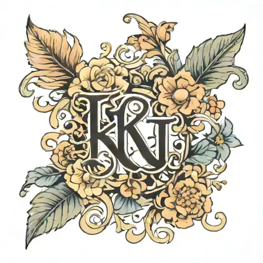Floral Patterns With Ku Initials Intertwined