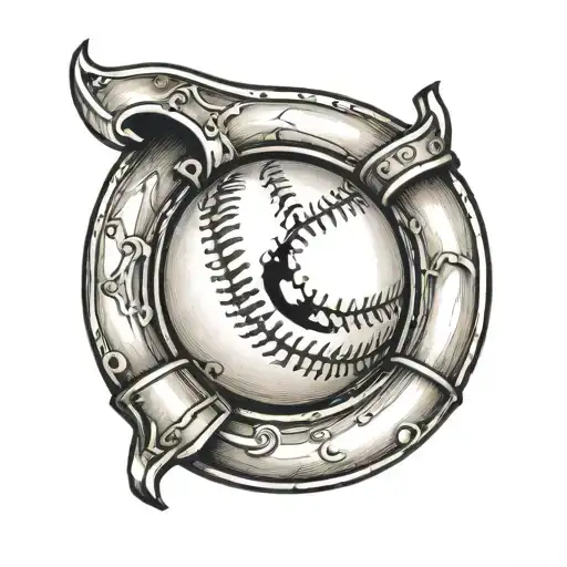 A Horseshoe With Baseball Stitching As The Outline