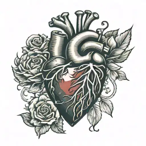 Human Heart With Artery And Viens With Children Names