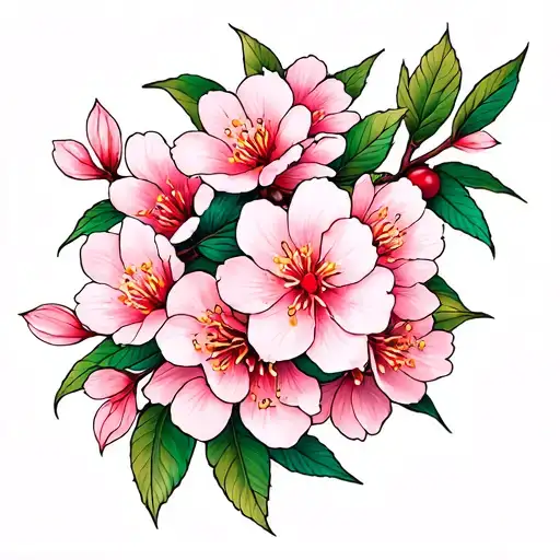 Cherry Blossom Sleeve Tattoo On Arm