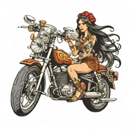 Gypsy Woman Sitting On A Motorcycle Riding