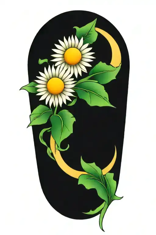 Daisy Flowers Triple Moon Symbol Incorporated