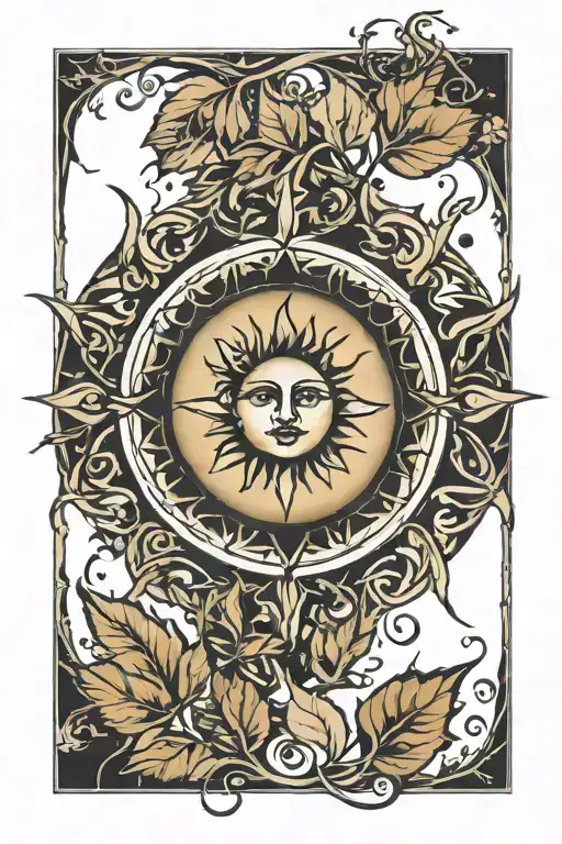 The Sun And Hazel Leaves Intertwined