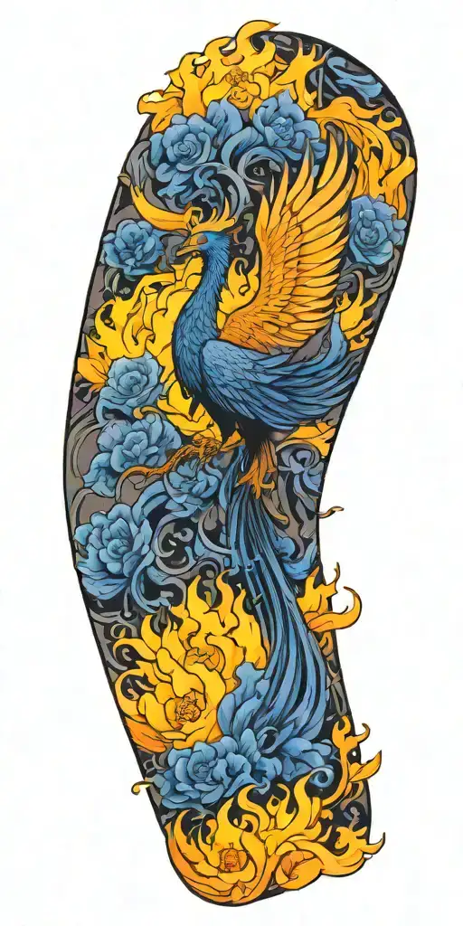 Phenix Rising From Fire Water Plants Growing Roots Rough