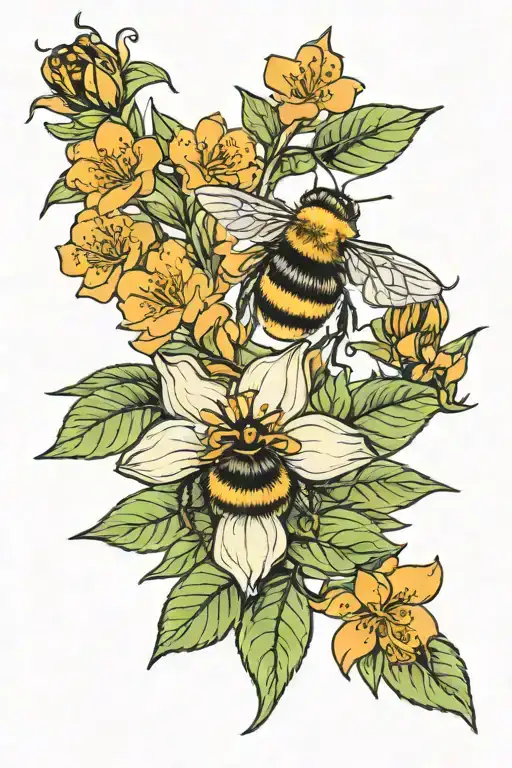 Bumblebee Flying Near Orange Blossoms Wrap