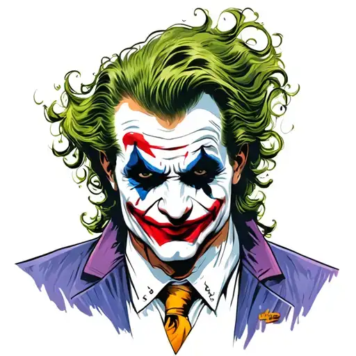 Variation Of Joker Face With Cool Background In Inking Artstyle