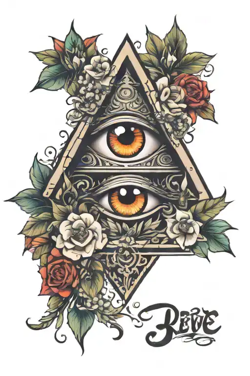 All Seeing Eye Surrounded Flowers