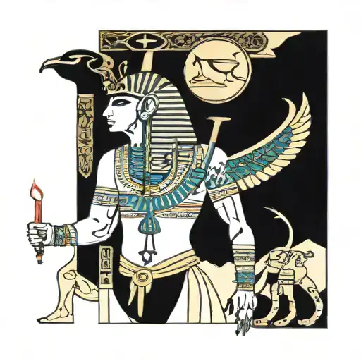 Ancient Egyptian Scene Featuring The Egyptian Gods